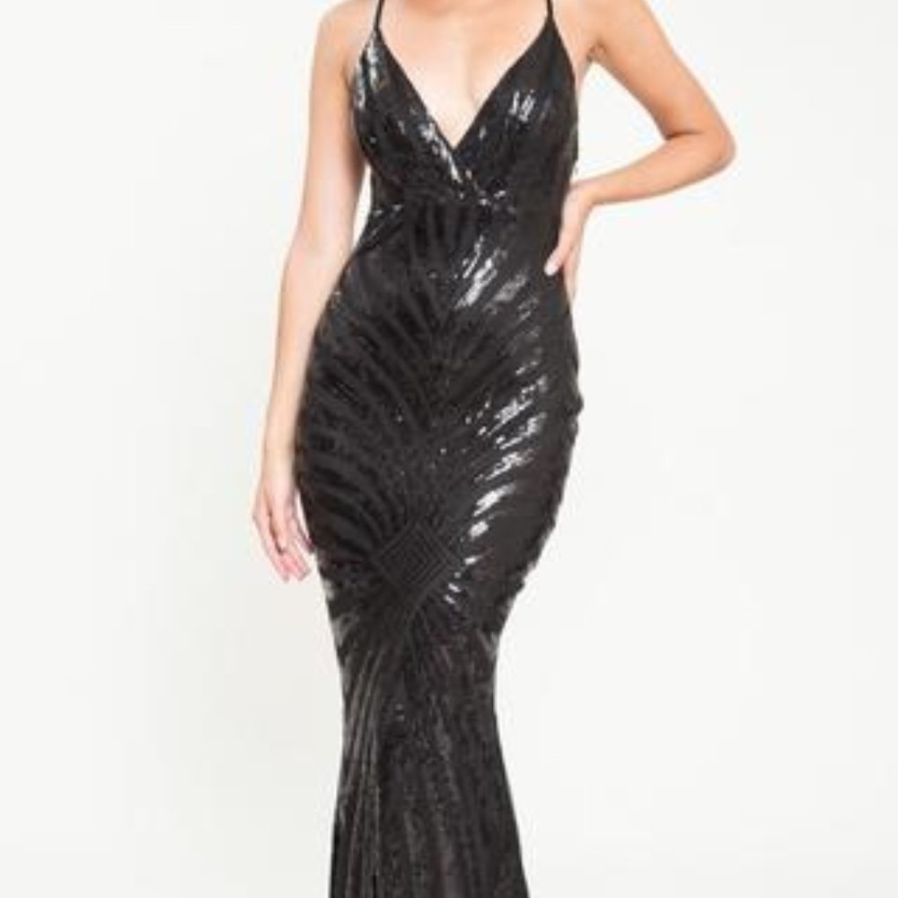 L' Atiste | NWOT Black Sequin Evening Gown